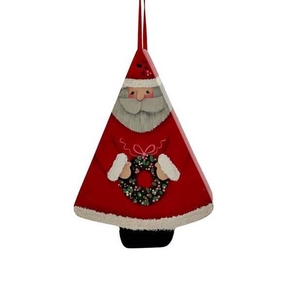 Hand Painted Santa Claus Wooden Christmas Ornament Folkart - Picture 1 of 8
